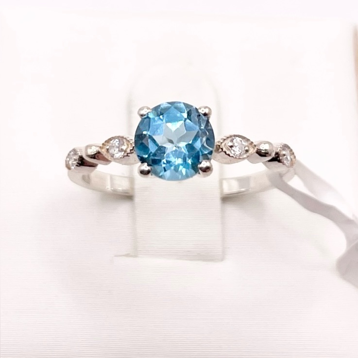 Size 55 Swiss Blue Topaz 925 Sterling Silver Ring 90$